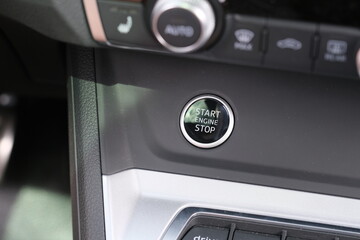 Car engine start and stop button. Engine ignition on and off button. engine start and stop switch