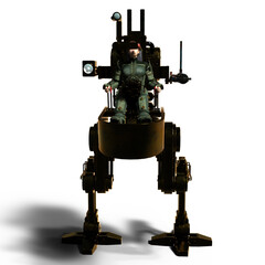 3D-illustration of a mechanic robot walker