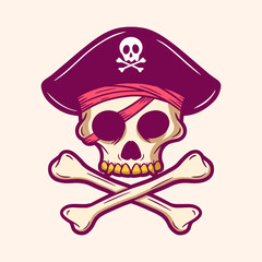 Cartoon pirates skull mascot