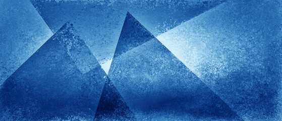 Abstract blue background, modern art design in geometric triangle pattern with texture grunge and lighting.