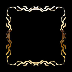 Vector luxury golden frame. Ornamental shiny gold decorative design element.