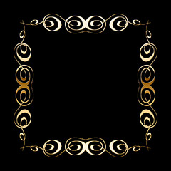 Vector luxury golden frame. Ornamental shiny gold decorative design element.
