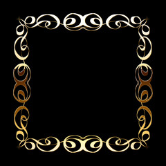 Vector luxury golden frame. Ornamental shiny gold decorative design element.