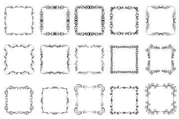 Vector Calligraphic Ornamental Frames Collection. Elegant retro flourish design elements set. Vintage graphic embellishment.