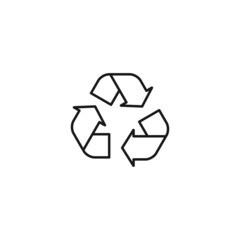 Ecology, nature, eco-friendly concept. Outline symbol drawn with black thin line. Suitable for adverts, packages, stores, web sites. Vector line icon of arrow as symbol of recycle
