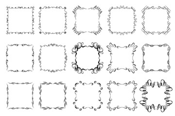 Vector Calligraphic Ornamental Frames Collection. Elegant retro flourish design elements set. Vintage graphic embellishment.
