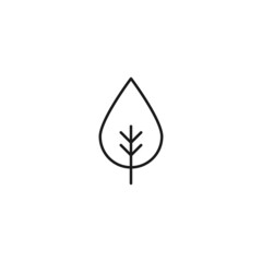 Ecology, nature, eco-friendly concept. Outline symbol drawn with black thin line. Suitable for adverts, packages, stores, web sites. Vector line icon of leaf of plant