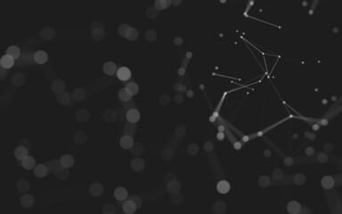Abstract background. Molecules technology with polygonal shapes, connecting dots and lines. Connection structure. Big data visualization.
