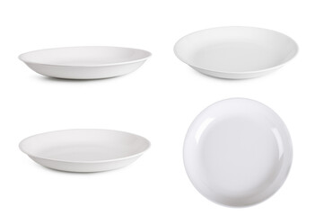 Set of white plate isolated on white