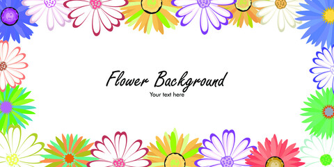 Fototapeta na wymiar flower background with beautiful colorful floral border. Spring with empty space in the middle