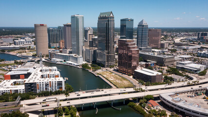 Cityscape view of the vibrant downtown Tampa, FL.