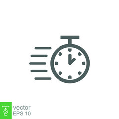 Fast time icon. Quick delivery concept. Stopwatch symbol. Vector illustration isolated. EPS 10.