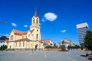 Naklejka premium Zrenjanin, Banat, Vojvodina, Serbia: Main square in city centre. 
