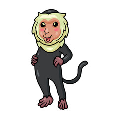 Naklejka premium Cute little capuchin monkey cartoon