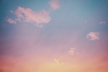 Fototapeta na wymiar Sunset sky with few purple clouds, sky only background