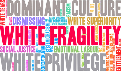 White Fragility Word Cloud on a white background