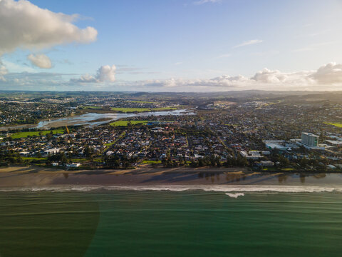 Sunset along Orewa beach on New Zealand's Hibiscus coast
