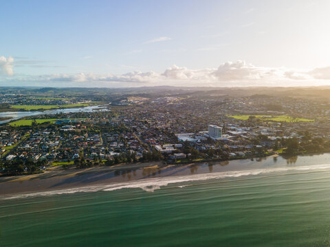 Sunset along Orewa beach on New Zealand's Hibiscus coast