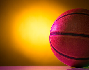 basketball ball on a colorful background close-up isolated with empty space for text
