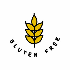 gluten free sign doodle icon, vector color line illustration