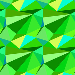 Green low polygonal texture. Abstract geometric seamless pattern. Bright colorful design of triangles