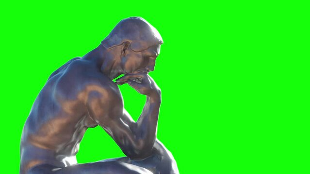thinker man, a concept of the philosophy of learning and logic 3d render on a green background