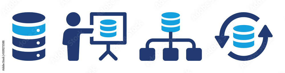 Fototapete Database icon vector set. Storage server and hosting symbol.