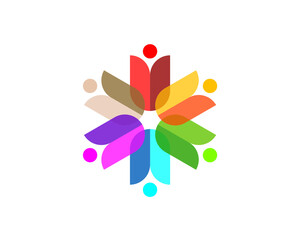 colorful hexagon flower rotation with transparency 