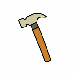 hammer doodle icon, vector color line illustration