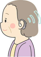 補聴器をつけているシニア女性