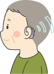 補聴器をつけているシニア男性