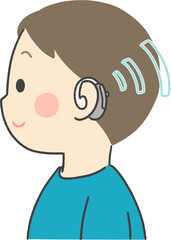 補聴器をつけている男の子