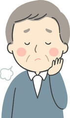 ため息をつくシニア男性上半身