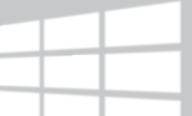 Fototapeta premium Window natural light shadow overlay on grey wall background. Template for product presentation, social media, studio photo, mockup