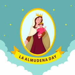 La Almudena day. International celebration day vector template. Festival worldwide illustration. Fit for banner, cover, background, backdrop, poster. Vector Eps 10.