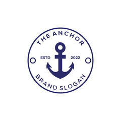 retro sea emblem logo with anchor ,anchor logo - vector illustration