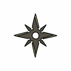 shuriken doodle icon, vector color line illustration