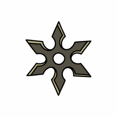 shuriken doodle icon, vector color line illustration