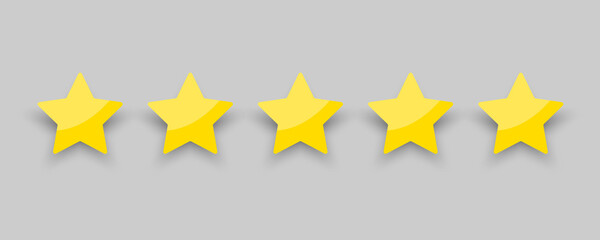 Star rating. Flat illustration with gold star rating. Vector illustration. Stock image.