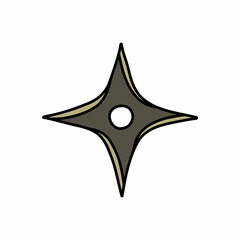 Fototapeta premium shuriken doodle icon, vector color line illustration
