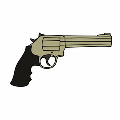 22lr smith and wesson revolver doodle icon, vector color line illustration