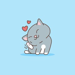 Cute cat scratching Cartoon kawaii