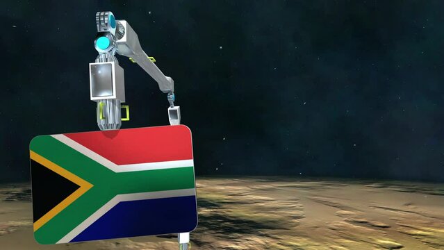 South Africa flag plate excavated from the planet.