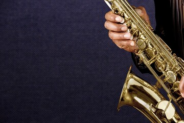Obraz premium Musician playing jazz music instrument. Band instruments