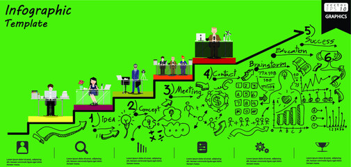 Obraz premium Illustration business.design modern idea and concept think creativity. for brainstorm,Social network,success,plan,think,search,analyze,communicate, futuristic idea innovation technology.