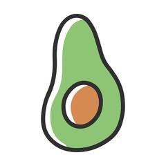 Avocado fruit. Delicious healthy and unhealthy nutrition. Cartoon vector isolated on white background. Good vs bad choice