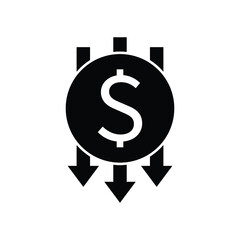 Dollar down icon design isolated on white background