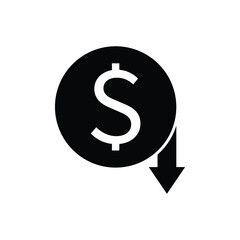 Dollar down icon design isolated on white background