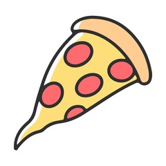 Tasty pizza. Delicious healthy and unhealthy nutrition. Cartoon vector isolated on white background. Good vs bad choice