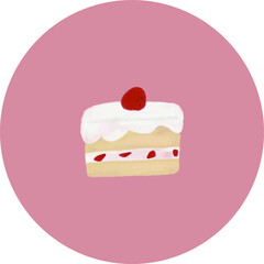 いちごのショートケーキのアイコンイラスト【単体】
